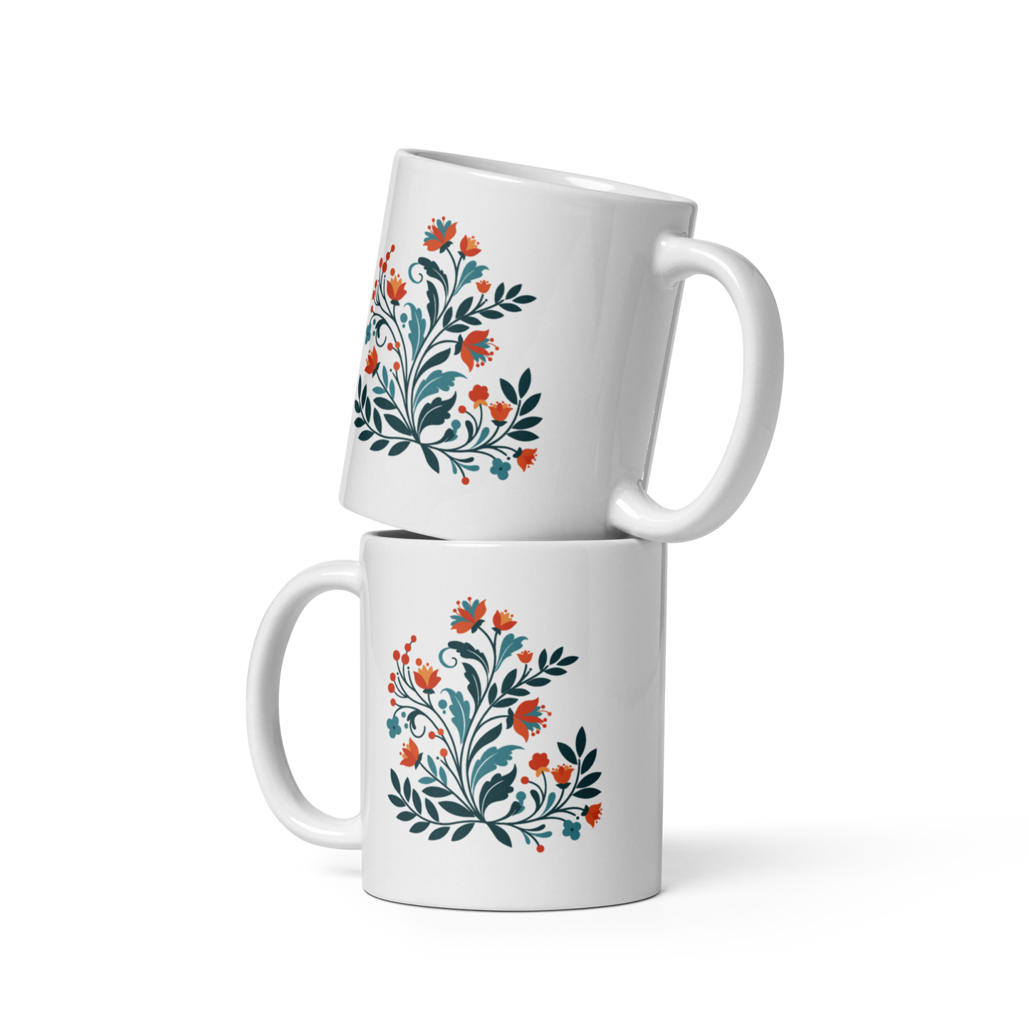 Polish Folk Art Mug – Elegant Floral Pattern