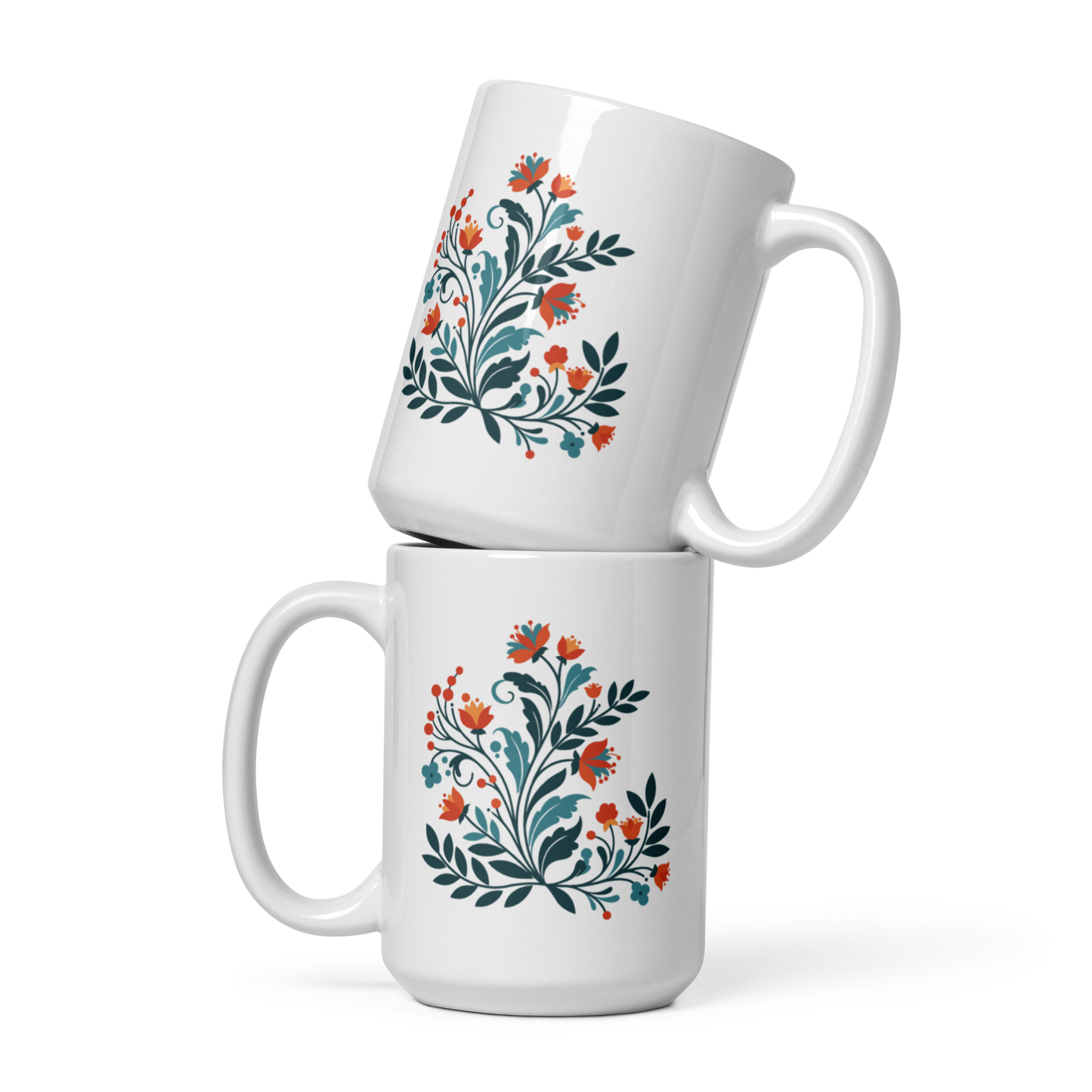 Polish Folk Art Mug – Elegant Floral Pattern