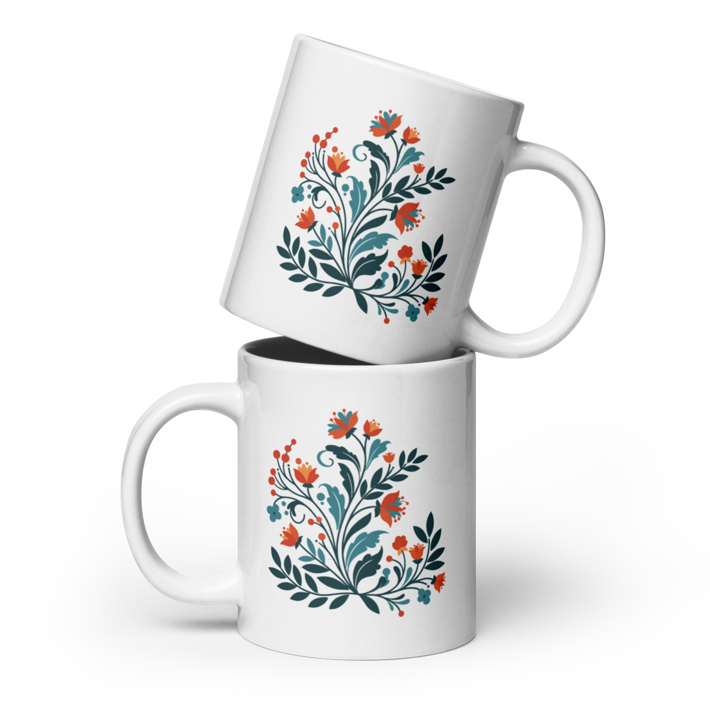 Polish Folk Art Mug – Elegant Floral Pattern